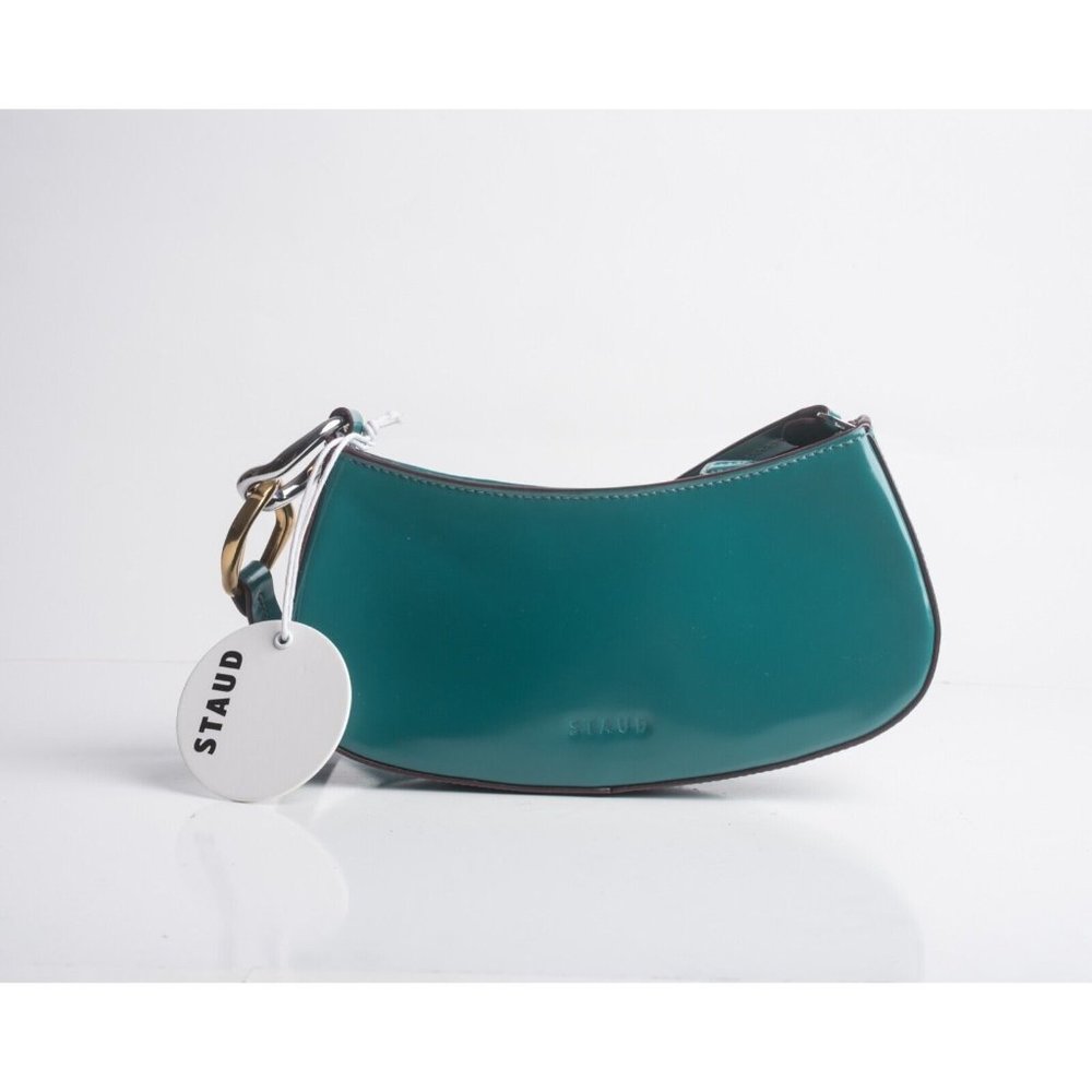 Staud Womens Ollie Shoulder Bag Purse Handbag Coastal Green Leather NWT - Picture 1 of 6